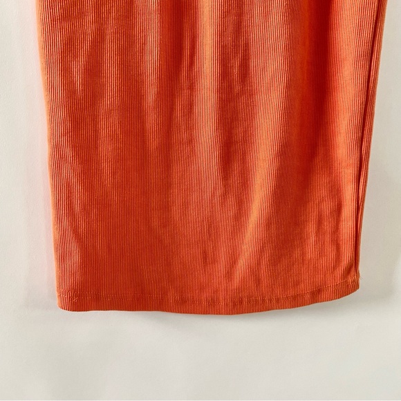 NWT Missguided Cut Out Long Sleeve Rib Bodycon Midi Dress Orange 2 - Picture 9 of 16